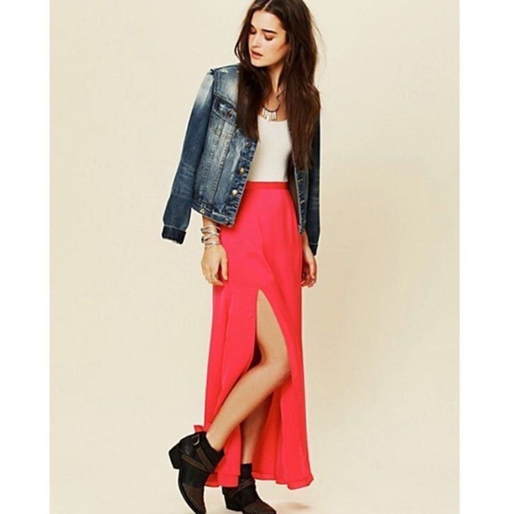 Lovers + Friends Revolve Skirt‎ Pink High Split Maxi Skirt Medium